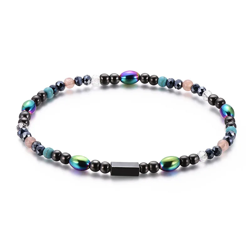 

Fashion New Weight Loss Magnet Anklet Colorful Stone Magnetic Therapy Bracelet Oval Beads Anklets Slimming Health Care Jewelry