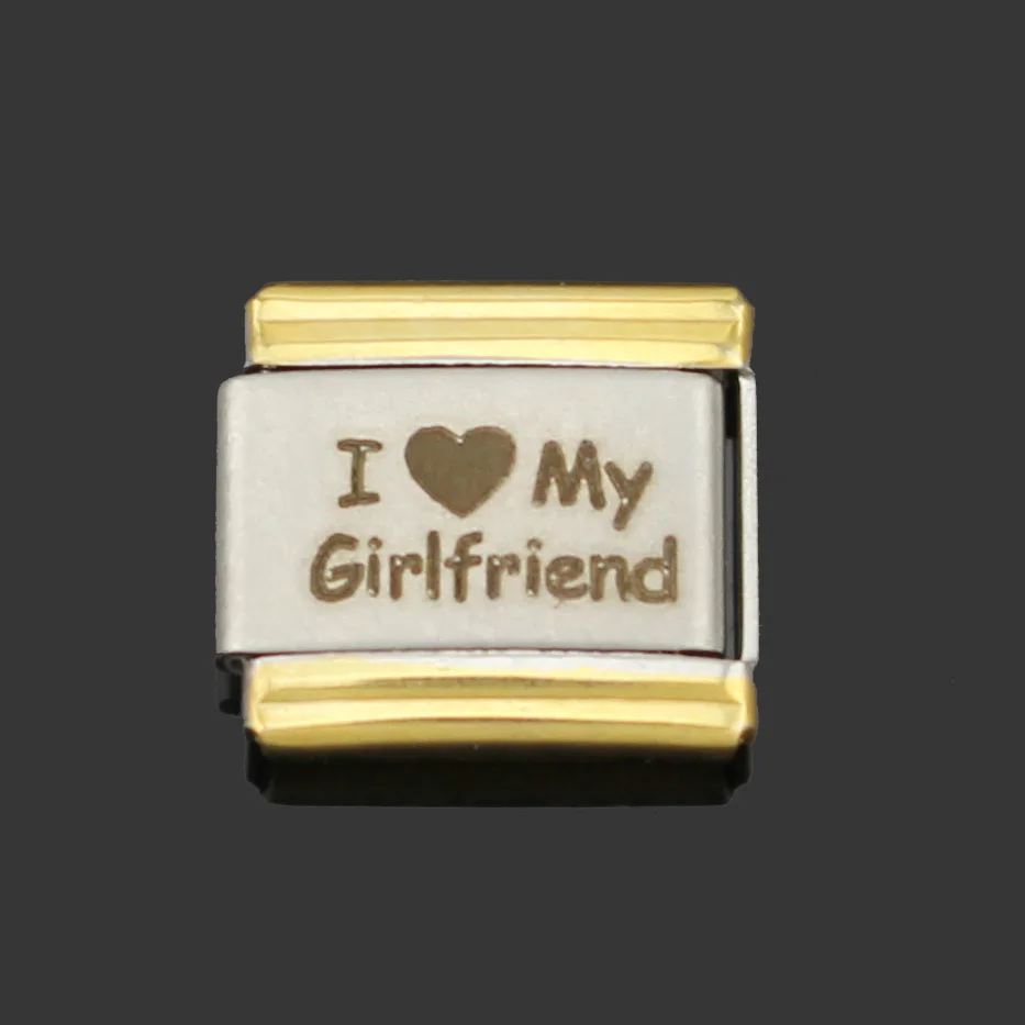 Hapiship 1 шт. 9 мм Ширина Дейзи с принтом «I Love Dad» жена Шарм браслет шарма серебро Нержавеющая сталь ювелирных изделий DJ064