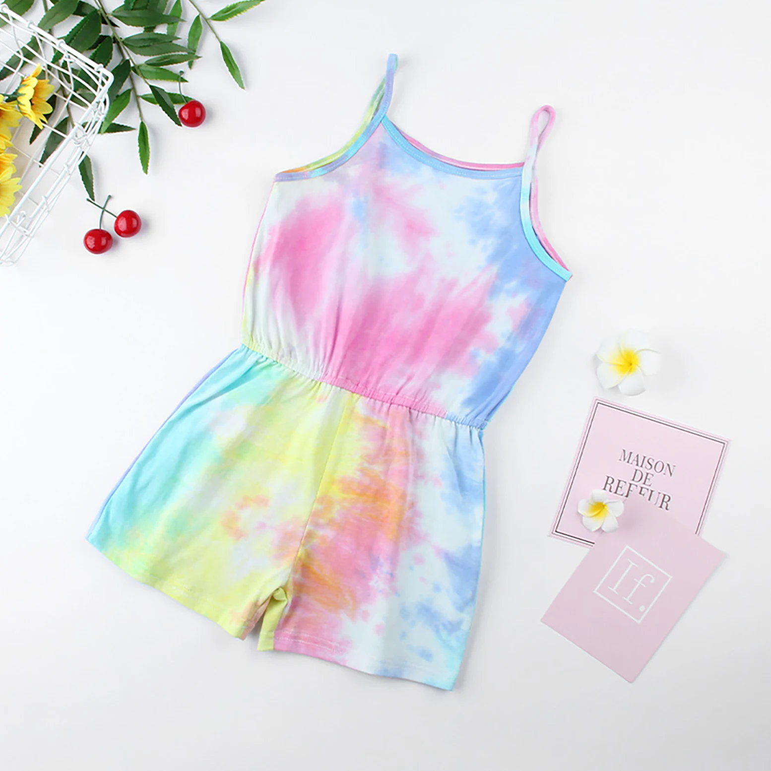 Детский танцевальный комбинезон на бретельках без рукавов с эластичным поясом |