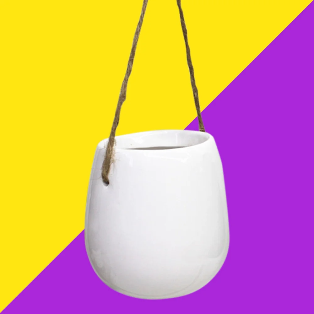 

3 Pcs Ceramic Hanging Planter with Rope Modern Decorative Flower Succulent Pots Elegant Water Planter for Indoor Outdoor