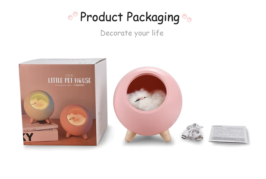 

Cat Pet House Ambience Lamp LED cat light USB touch night light Charging Cute Cartoon MINI Night Light living room bedroom