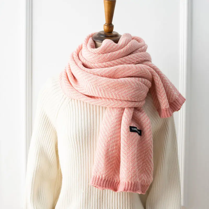 Зеленые полоски шарфы для девочек и мальчиков женщин женские зимние плотные