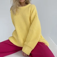 monerffi autumn winter thickening oversized sweater women long sleeve casual loose pullovers female cashmere solid knitted tops