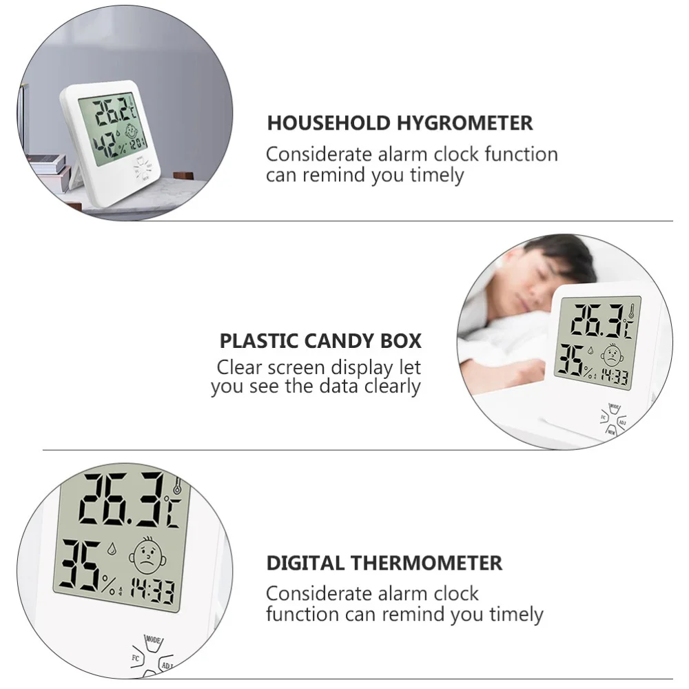 

2pcs Digital Accurate Hygrometer Indoor with Battery (White)