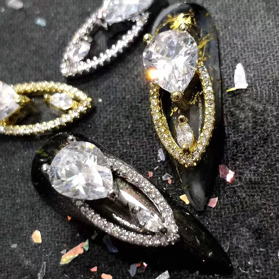 Подвеска на цепочке с кристаллами в форме капли воды 2 шт. украшения для ногтей 5