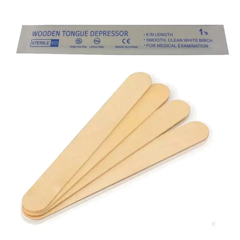 100 шт./лот одноразовые деревянные воском язык депрессоры стерилизованные