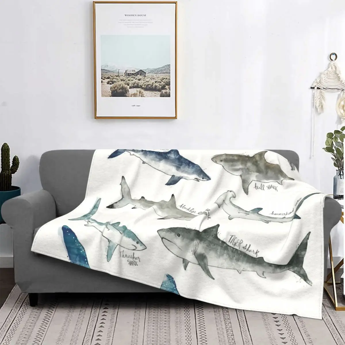 

Одеяло с акулами, покрывало для кровати, клетчатое покрывало для кровати, пляжное покрывало в клетку, покрывало для пикника