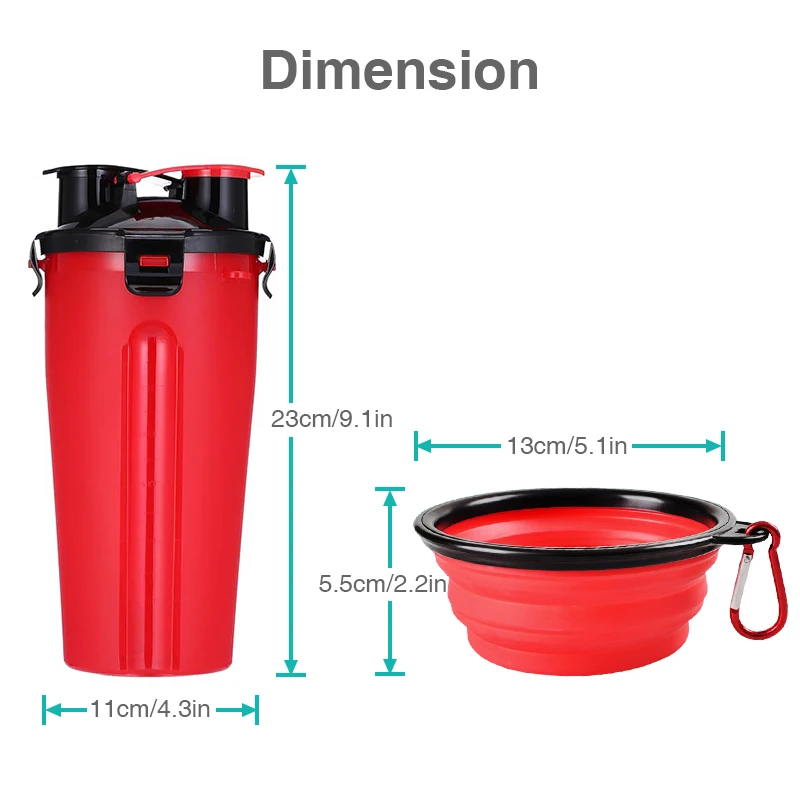 

Portable 2 in 1 Pet Food Water Food Container with Folding Silicone Pet Bowls Outdoor Travel Dog Feeder Cup Pets Supplies