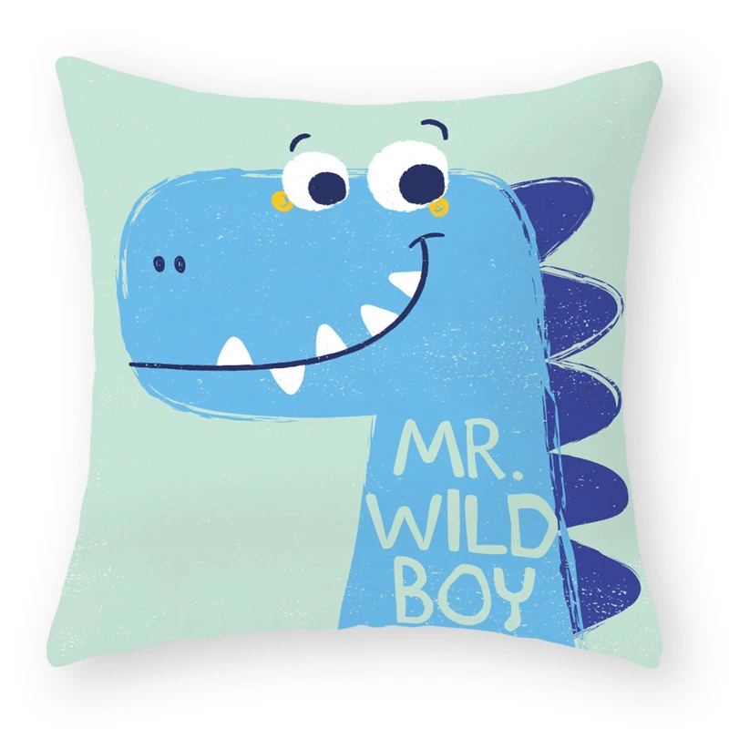 Cartoon Dinosaur Pattern Cushion Cover Boys Girls Liked Animal Pillow Case Soft Polyester Home Decor Sofa Chair Waist Pillowcase | Дом и сад