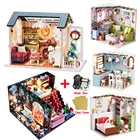 Рождественский кукольный домик, миниатюрный домик, DIY кукольный домик с мебелью, деревянный рождественский кукольный домик, игрушки для детей, рождественские подарки
