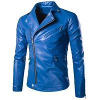 mens japanese and korean leather jacket black blue leather punk jacket size m 5xl