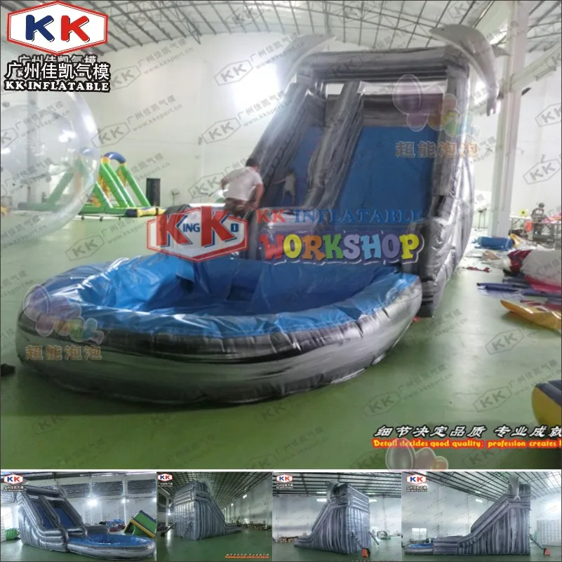 Серая надувная влажная горка 18 футов высотой водная в ваш бассейн|water slide for