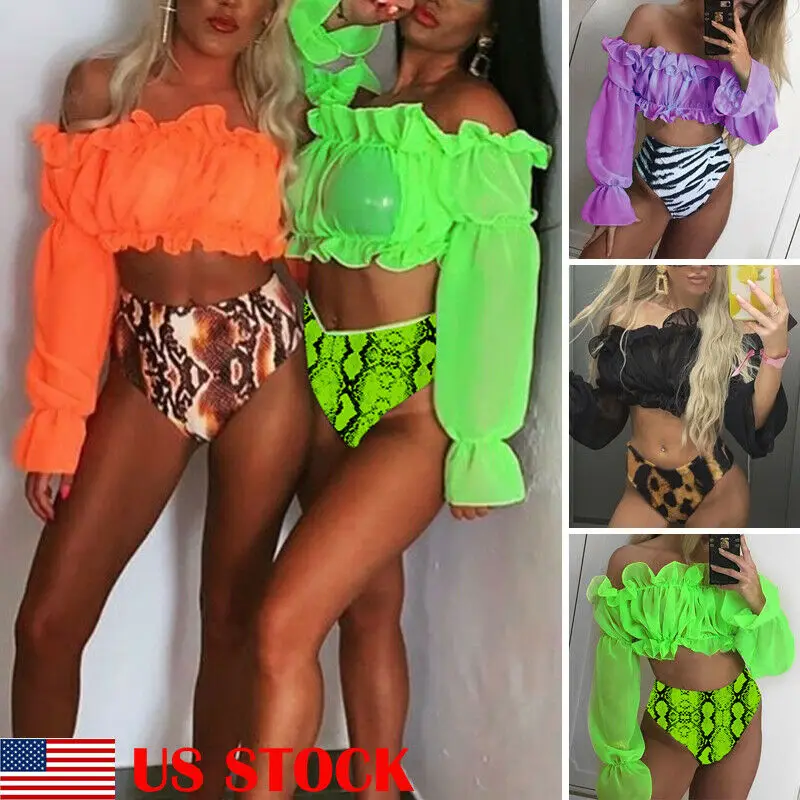 Новинка разноцветный женский купальник с длинным рукавом бандаж сексуальный