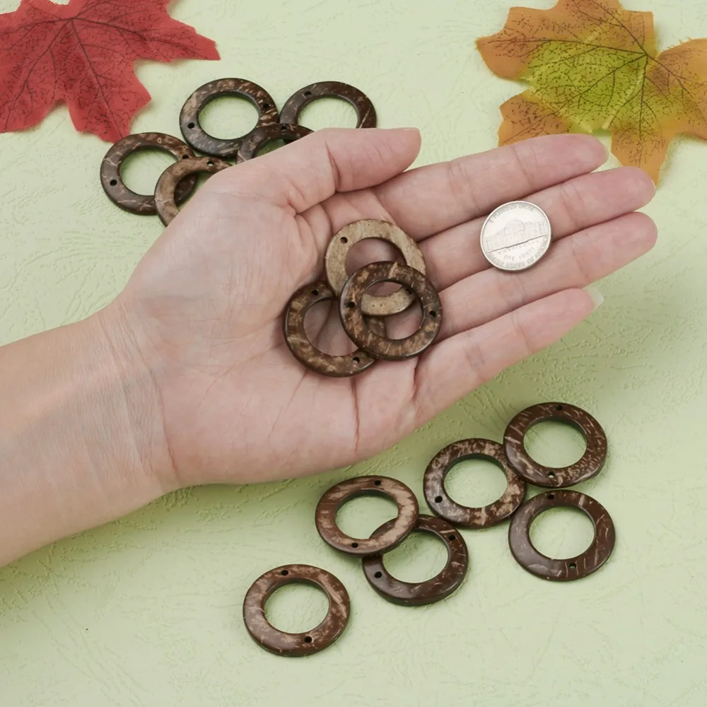 50 шт. деревянные кокосовые кольца звенья для DIY деревянных ювелирных изделий Ремесла кофе 30x4 мм отверстие: 2 мм