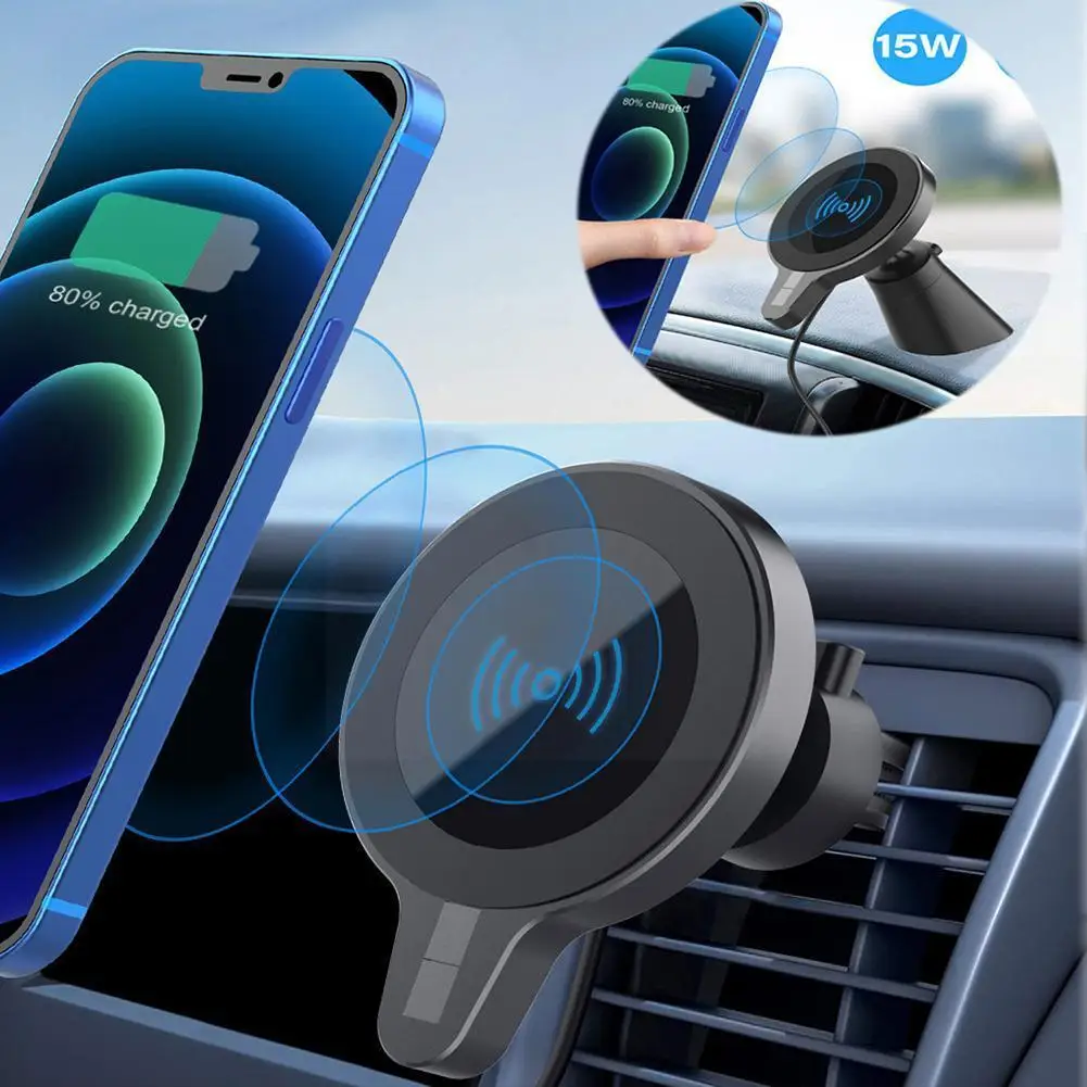 

Magnetic Qi Wireless Car Charger Mount For IPhone 12 Pro Max Mini Magsafing 15W Fast Charging Air Vent Phone Holder Stand 2 M0O4