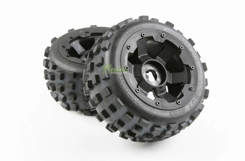 Piezas de coche RC 5B, juego de neum&aacute;ticos de perilla trasera con nuevo buje apto para HPI ROVAN KM BAJA 5B 1/5-1