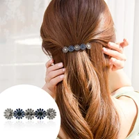 chimera rhinestone french barrettes shiny sun flower hair clips crystal metal hairpin clamps for ladies women korean accessories