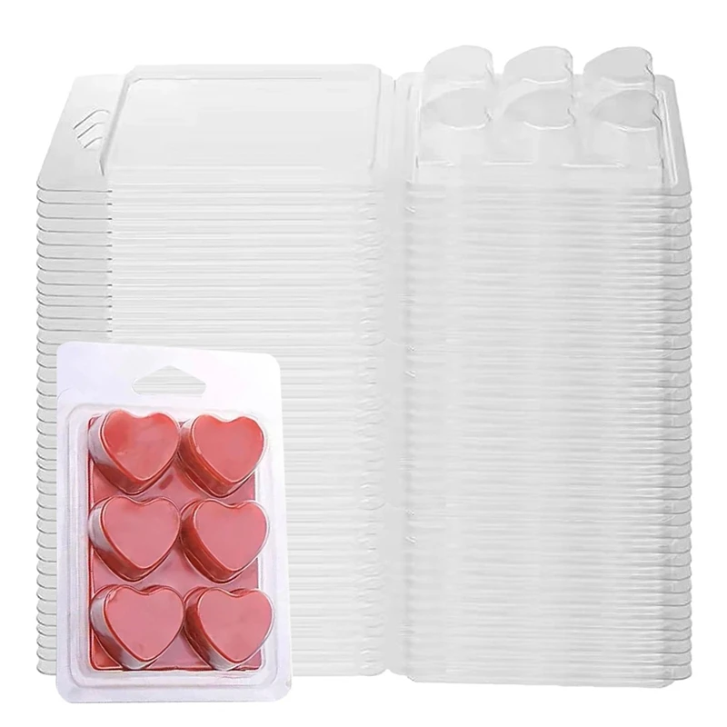 

50PCS Heart Shaped Candle Mold Transparent Durable Reusable Wax Melting Mould Aromatherapy Candle Molds Valentine Gift