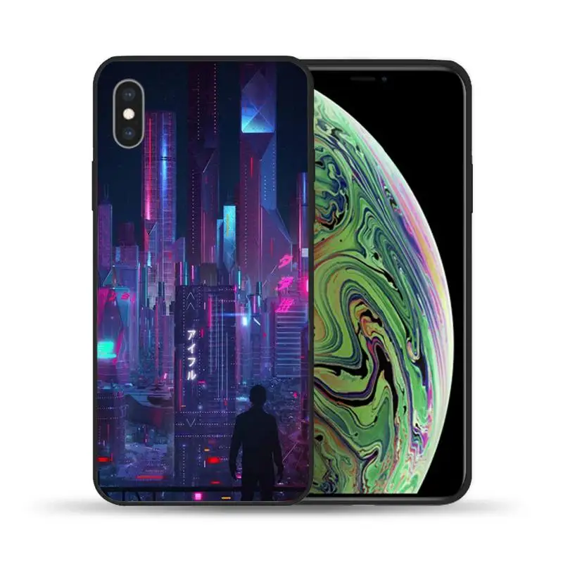 

Cyberpunk Phone Case For iphone 7 8 plus x xr xs 11 12 mini pro max Black Soft nax fundas cover
