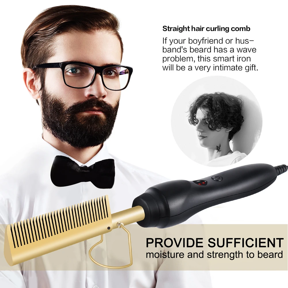 

High Heat Press Comb 2 in 1 Hair Straighterner and Hair Curler Professional Hot Comb Hair Straightening Curling Styling Tools