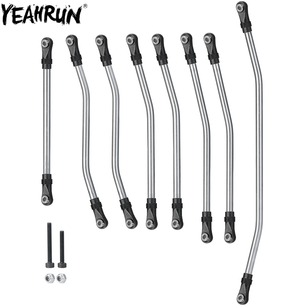 

YEAHRUN 8Pcs Stainless Steel Steering Link Rod Linkage Unassembled Kit For 1/10 Axial Wraith 90048 90053 RC Crawler Car Parts