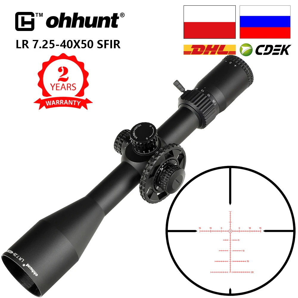 Ohhunt LR 7 25 40X50 SFIR охотничий прицел стеклянная гравированная сетка Красная