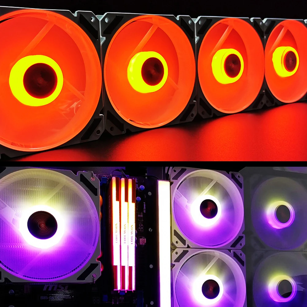 COOLMOON 120mm PWM ARGB PC Case Fan Quiet 4 Pin Addressable RGB Cooling for CPU Cooler Computer Chassis |