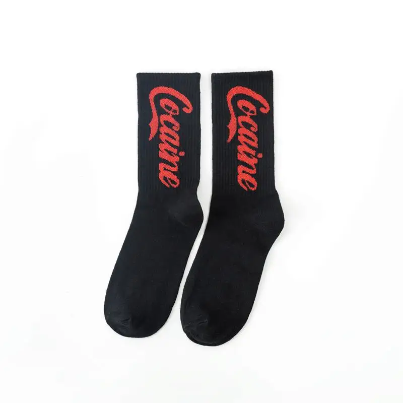 black Coca Cola Новая мода харадзюку ins tide носки мужские высокие уличные хип-хоп носки теплые, мягкие, забавные новые носки унисекс уличные трендовые носки Пепси - Цвет: black Coca Cola