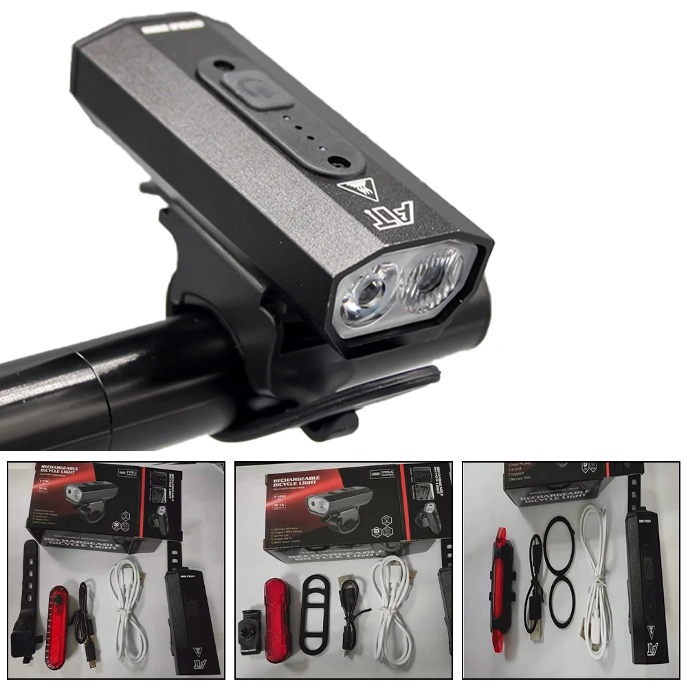 

USB Rechargeable Bicycle Front Light With Tail Light Waterproof Mountain Bike Headlight Warning Light Headlight Bike Accessories