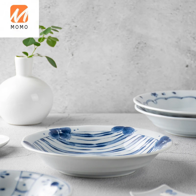 

Plate Creative Japanese Dish Soup Plate Deep Plates Homemade Underglaze Ceramic Tableware High Quality and Durable Family