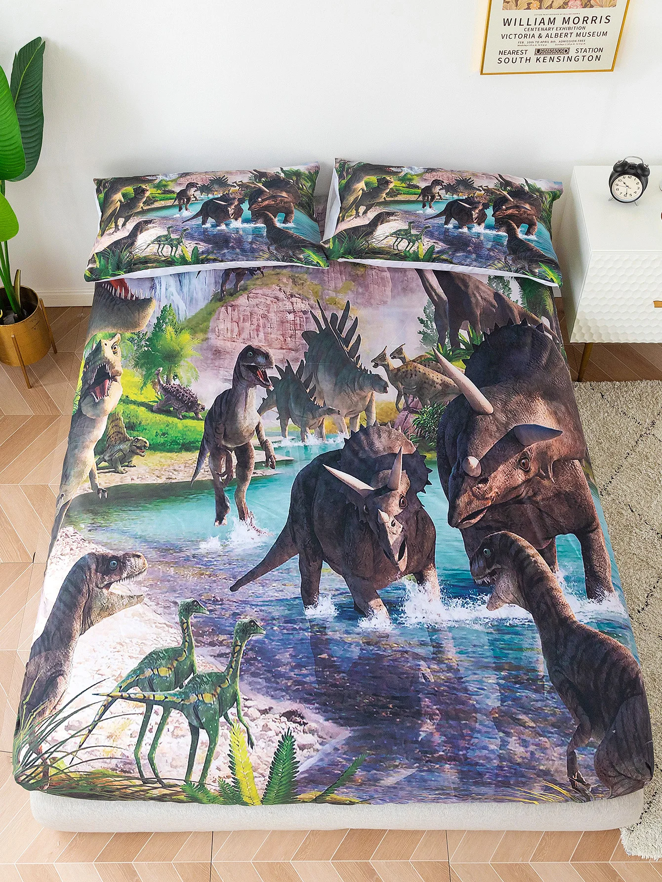 

Dinosaur Children's Sheet Set with Pillowcase 2/3pcs Fitted Bed Sheet Twin 3D Digital Print Boys Mattress Cover Fitted Sheet Set