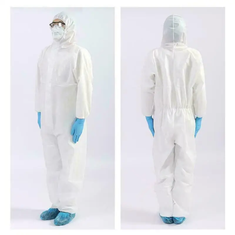

2020 Workshop Safety Suit Protection Protective White Coverall Hazmat Suit Disposable Antivirus Coveralls Protective