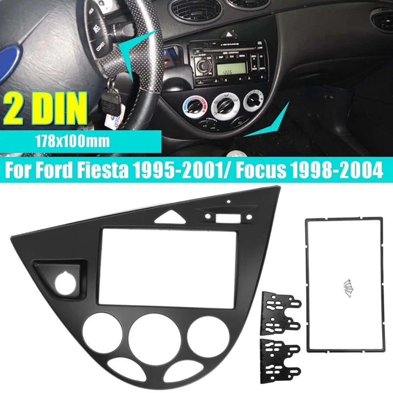 

Двойной автомобильный радиоприемник 2 Din, рамка для Ford Fiesta 1995-2001, автомобильная панель для Focus 1998-2004 LHD