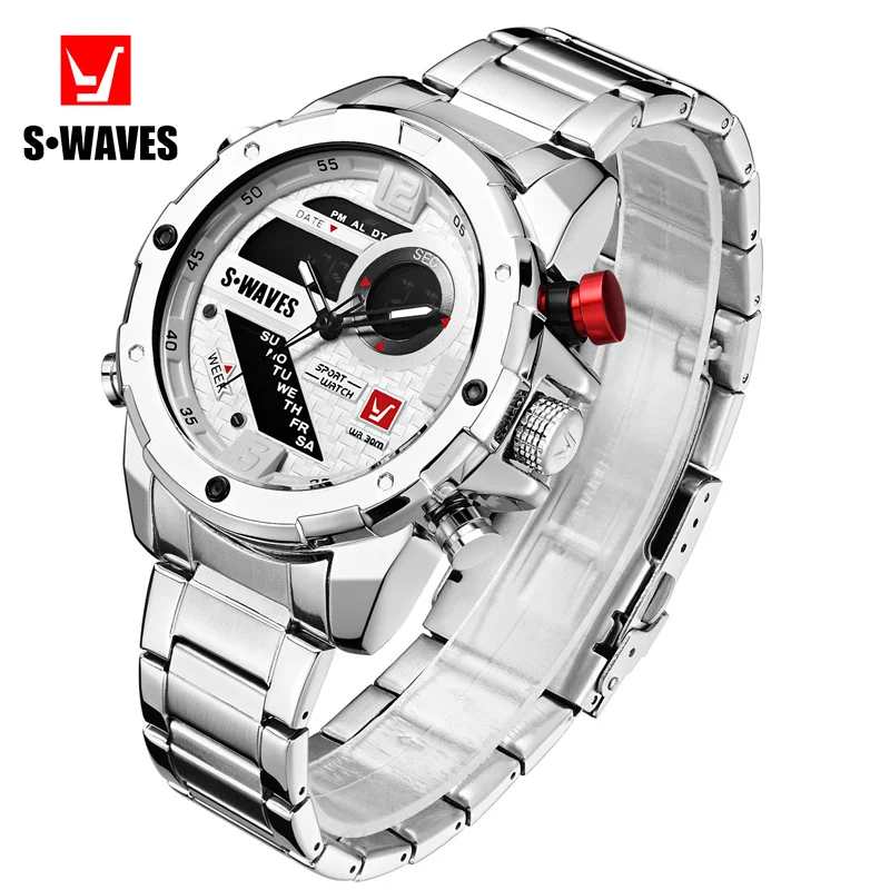 

Men's Watch Dual Display Waterproof Military Stainless Steel Watch Men's Luxury Digital Analogwaterproof watch