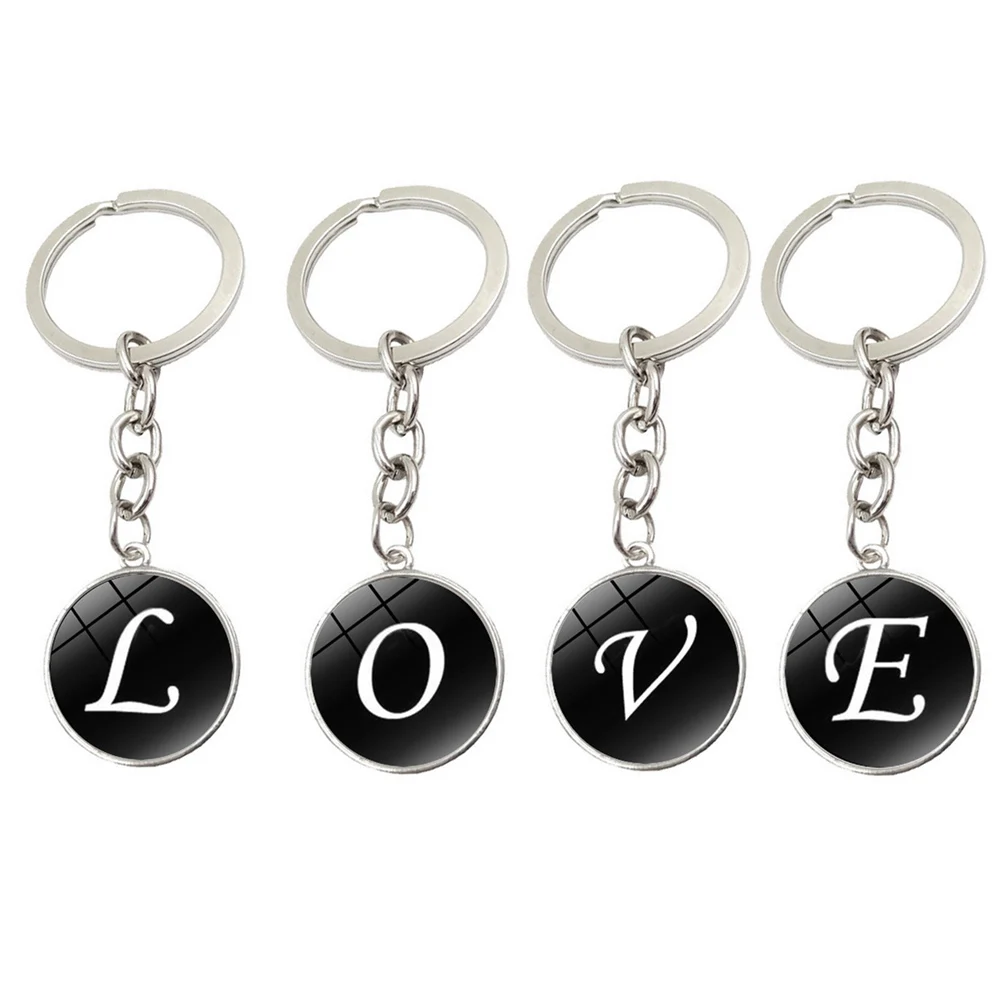 Алфавитная цепочка для ключей кольцо с английскими буквами и именем брелки