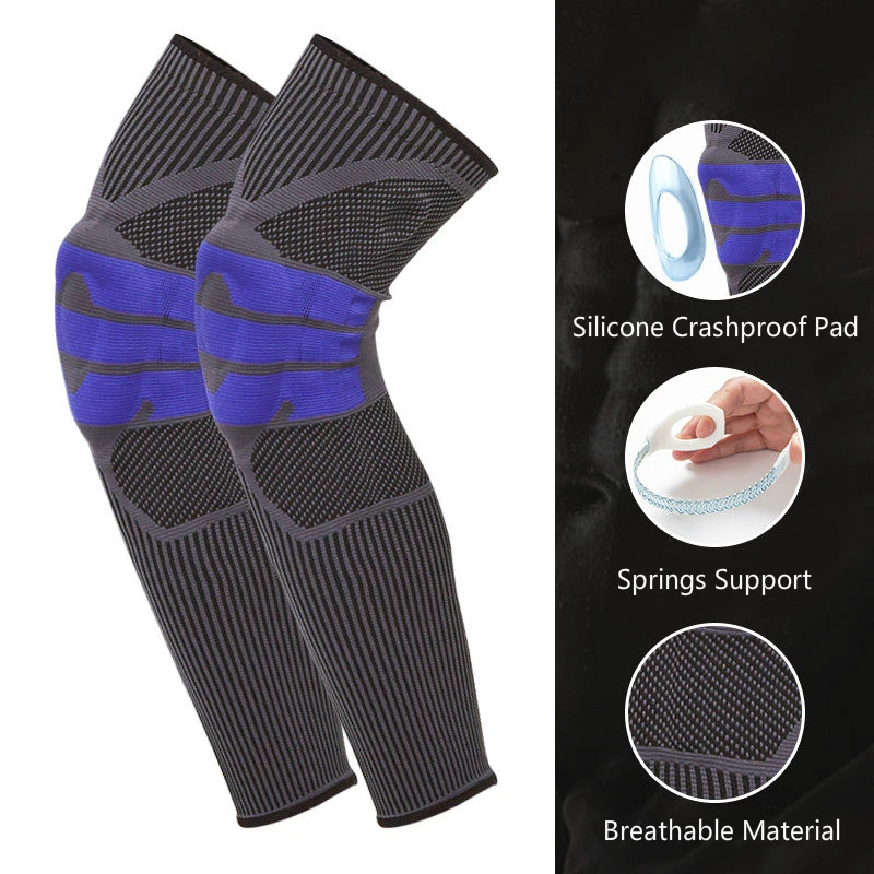 

Спортивные Компрессионные гетры, 2 шт., вязаные, с пружиной, силиконовые, защита от падения, для езды на велосипеде, бега