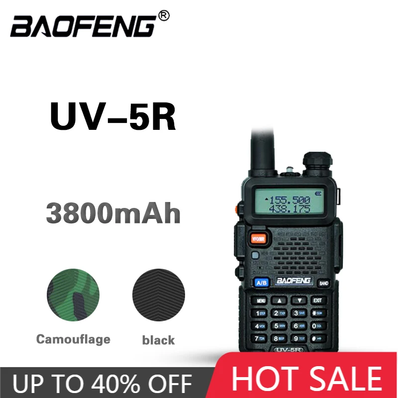 

Real 5W Baofeng UV-5R UV5R 3800mAh Walkie Talkie PTT Ham CB Two-Way Radio Multifunction U/VHF Dual Band Portable FM Transceiver