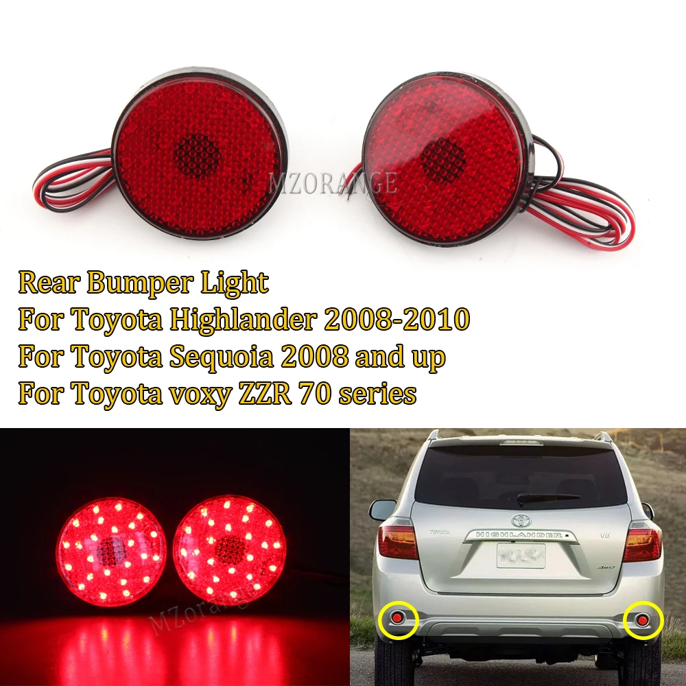 Reflector de parachoques trasero para coche, luz LED roja de 21 LEDs para Toyota Highlander, Sequoia, ZRR70, Noé, Voxy, 2008-2010