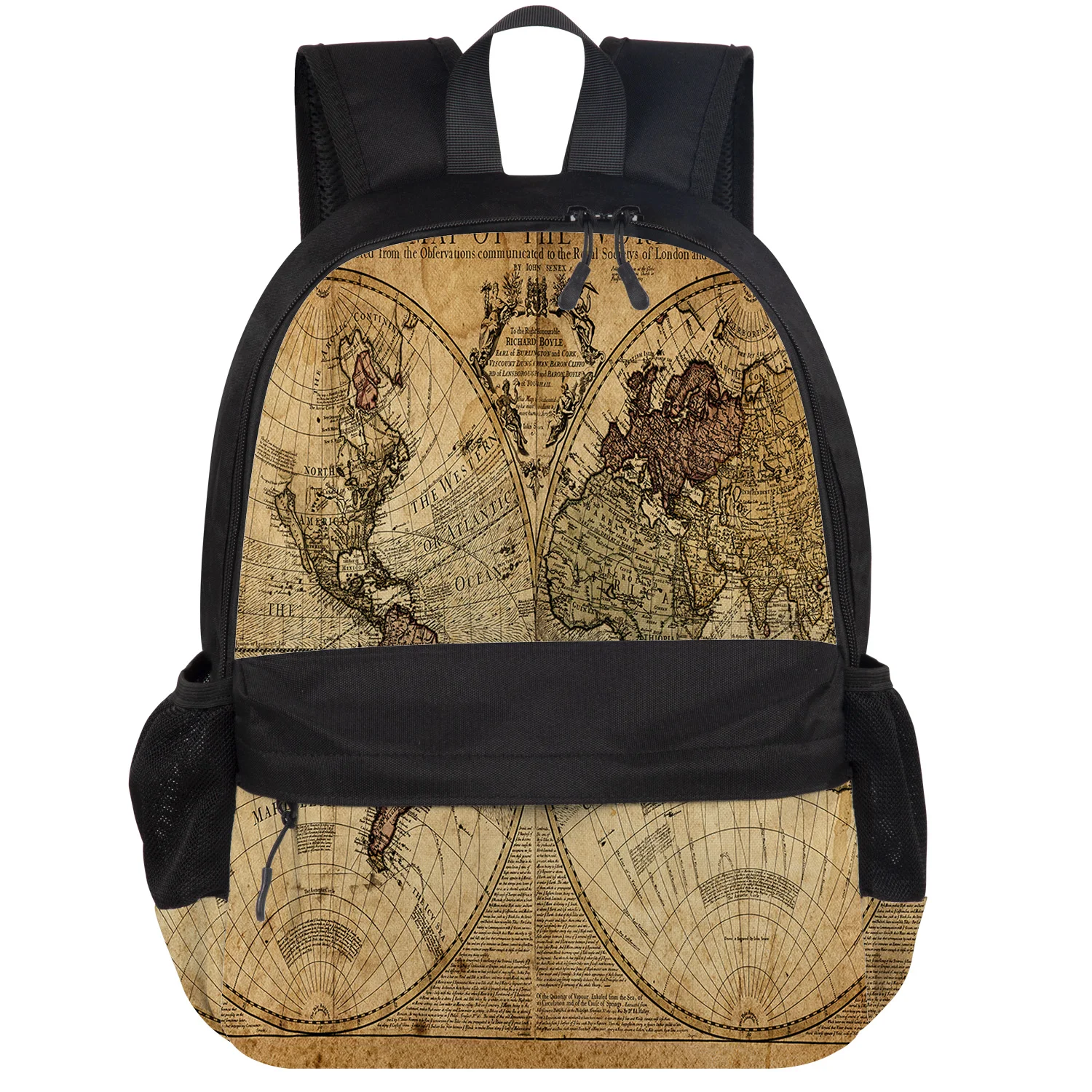 Винтажный морской рюкзак с картой мира студенческий износостойкий для ноутбука