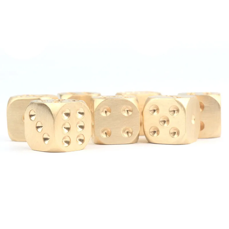 

Gold Brass Dice Solid Metal Polyhedral Club Bar Supplies Mahjong Chess Dice Playing Game Tool