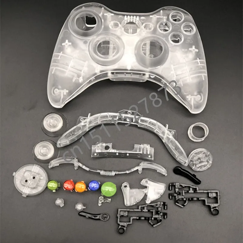 

Полный комплект корпуса, прозрачный чехол прозрачная запасная часть и комплект запасные кнопки для беспроводного контроллера Microsoft Xbox 360