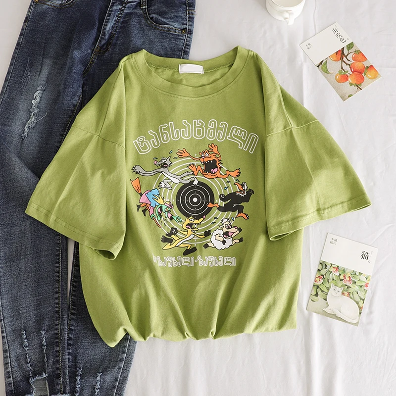 Модная футболка с вышивкой в виде звезд, Женская Корейская футболка Kawaii, женские Забавные футболки с коротким рукавом, harajuku, белые и черные женские топы - Цвет: Xian 413 lv
