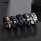 Крутое вращающееся кольцо из нержавеющей стали для мужчин и женщин, кольцо для пар, кольцо с высокой искусственной цепью, поворотные кольца в стиле панк, для мужчин и женщин, ювелирные изделия для вечеринки, подарок