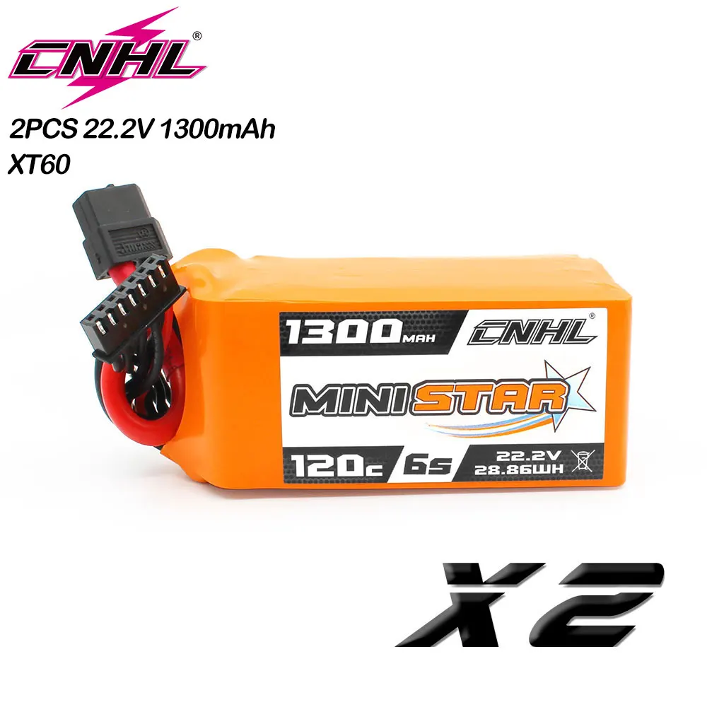 2 шт. CNHL Lipo батарея 6S 22 в 1300 мАч 120C системная серия XT60 для FPV дрона квадрокоптера