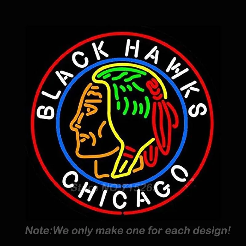 Черная неоновая вывеска hawks Chicago для комнаты неоновый свет на заказ аркадное