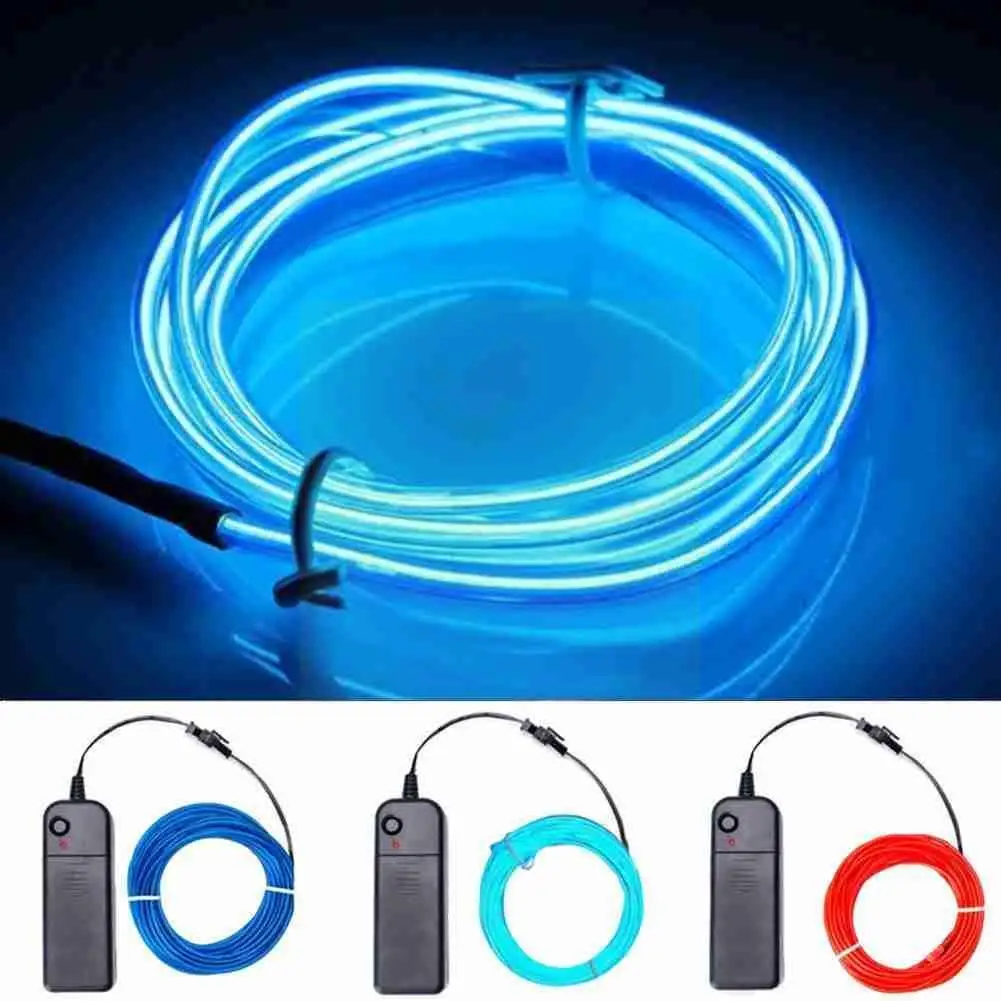 

Гибкая неоновая лента, светящаяся неоновая полоска холодсветильник для автомобиля, обуви, одежды, кабеля, 1 м, 3 м, 5 м, 3 в