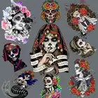 Красивая Цветочная нашивка с черепом для женщин, нашивка для футболки, платья, самодельные моющиеся цветные термонаклейки A-Leve, украшение для одежды