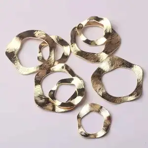 Подвески из цинкового сплава, золотистые геометрические искаженные круглые полые шармы, шт.лот, для изготовления ювелирных изделий сделай сам, 22 мм, 33 мм, 10 шт.