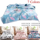 Летнее одеяло из хлопка с эффектом потертости, мягкое одеяло с дышащим покрытием и тонким принтом листьев, покрывало для кровати, домашний текстиль, дышащее покрывало