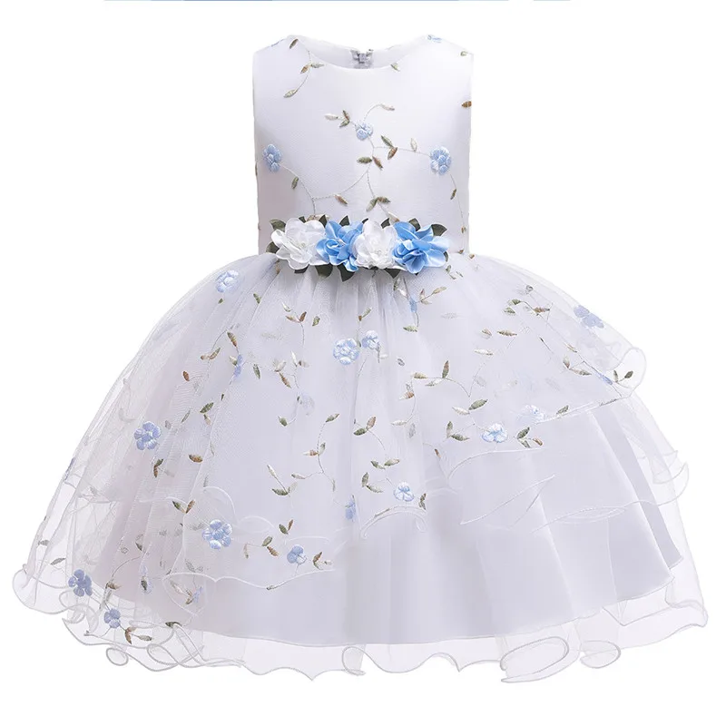 

Girls Sleeveless Dress Party Dresses Embroidered Halloween Tutu Performance Dress 2020 Summer New Flower Princess Birthday Bow